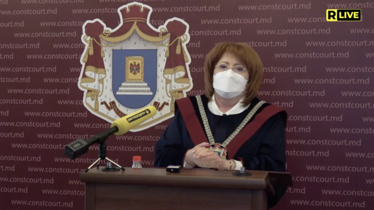 Președinta Curții Constituționale, Domnica Manole, susține un briefing de presă