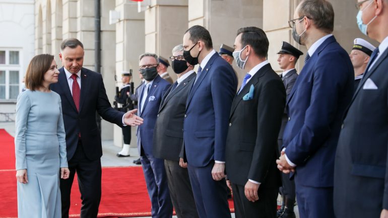 Ceremonia de întâmpinare a președintelui Republicii Moldova, Maia Sandu, în Polonia