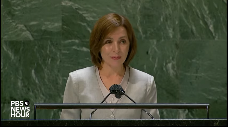 Președintele Republicii Moldova, Maia Sandu, susține un discurs în plenul Adunării Generale a ONU