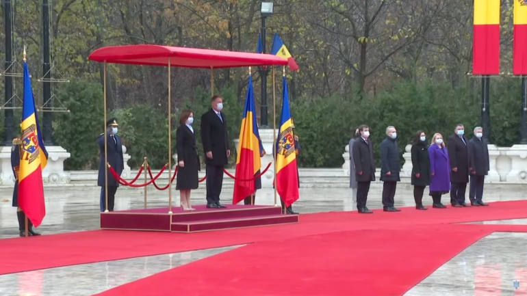 Ceremonia de întâmpinare a președintelui Republicii Moldova, Maia Sandu, de către președintele României, Klaus Iohannis