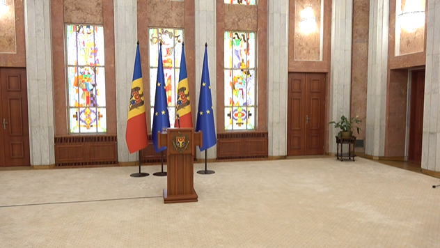 Președinta Republicii Moldova, Maia Sandu, susține un briefing de presă