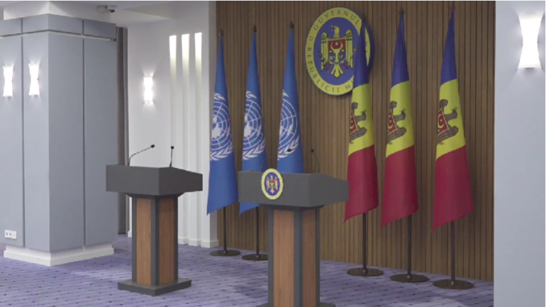 Prim-ministra Natalia Gavrilița și Secretarul General al Organizației Națiunilor Unite, Antonio Guterres, susțin o conferință de presă