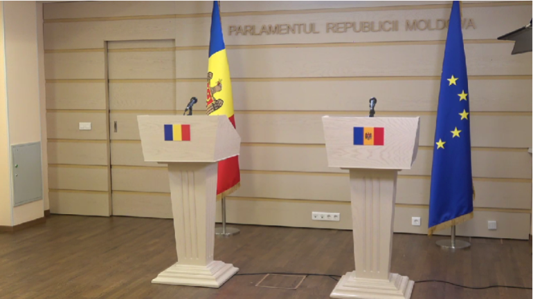 Speakerul Igor Grosu susține o conferință comună cu Președintele Camerei Deputaților a Parlamentului României, Ion-Marcel Ciolacu