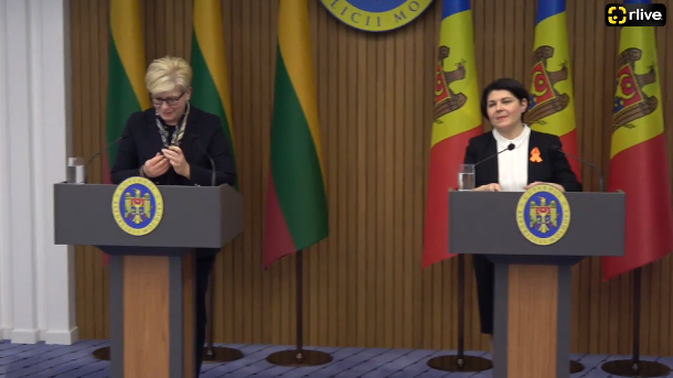 Prim-ministra Republicii Moldova, Natalia Gavrilița, și Prim-ministra Lituaniei, Ingrida Šimonytė, susține o conferință de presă comună