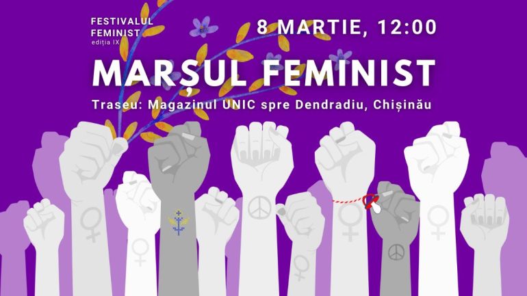 Marșul Feminist de 8 Martie cu genericul „Femeile între pace și război”