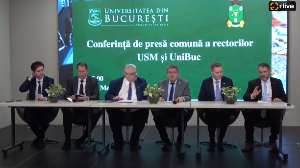 Conferința de presă comună a rectorilor USM și UniBuc cu subiectul: “Proiectele comune pentru anii 2023-2024”