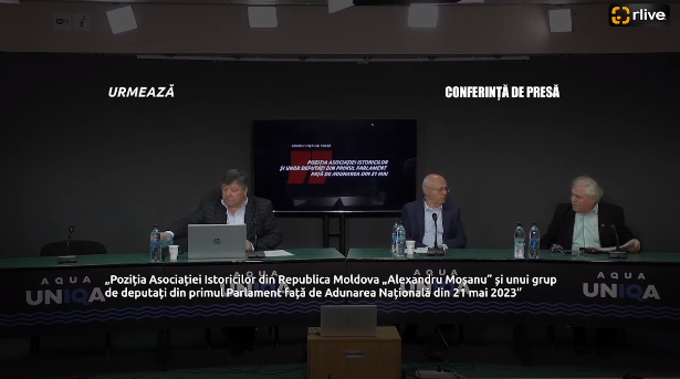 Conferință de presă cu genericul: „Poziția Asociației Istoricilor din RM „Alexandru Moșanu” și unui grup de deputați din primul Parlament al RM față de Adunarea Națională din 21 mai 2023”
