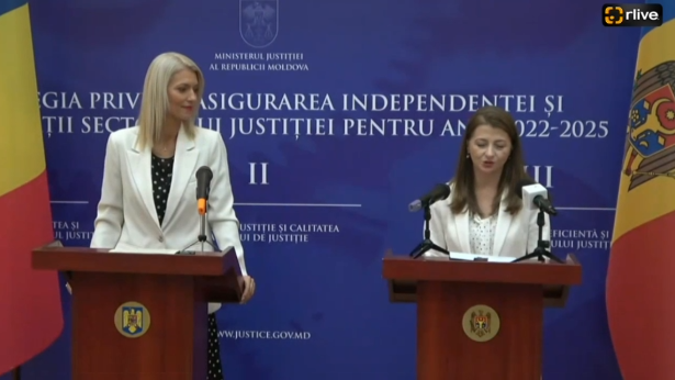 Conferință de presă susținută de ministra Justiției a Republicii Moldova, Veronica Mihailov-Moraru, și ministra Justiției a României, Alina Gorghiu