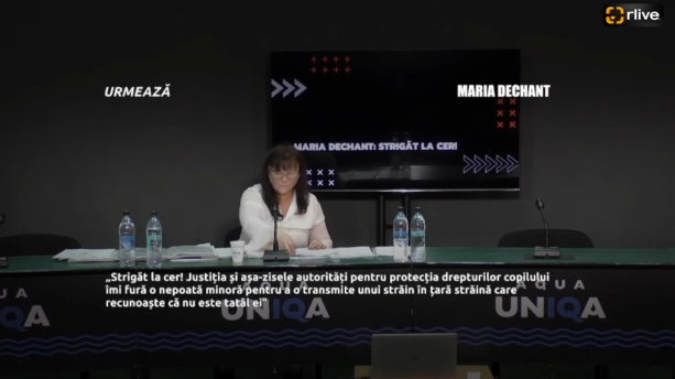 Conferință de presă cu genericul: „Strigăt la cer! Justiția și așa-zisele autorități pentru protecția drepturilor copilului îmi fură o nepoată minoră pentru a o transmite unui străin în țară străină care recunoaște că nu este tatăl ei”