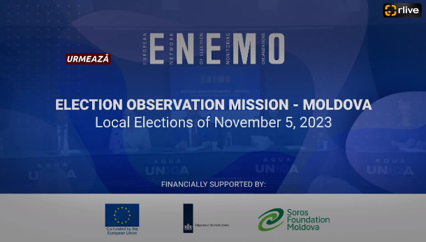 Conferință de presă organizată de ENEMO cu tema „Prezentarea raportului interimar al Misiunii Internaționale ENEMO de Observare a Alegerilor Locale din 5 noiembrie 2023”