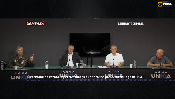 Conferință de presă cu genericul: „Veteranii de război împotriva inacțiunilor autorităților publice privind proiectul de lege nr. 194, votat în prima lectură și rezolvarea lentă a problemelor veteranilor de război”