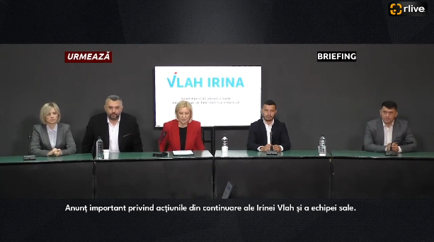 Agenda - Briefing de presă susținut de Irina Vlah cu genericul: „Anunț important privind acțiunile din continuare ale Irinei Vlah și a echipei sale”