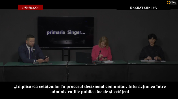 Dezbaterea publică la tema: „Implicarea cetățenilor în procesul decizional comunitar. Interacțiunea între administrațiile publice locale și cetățeni”