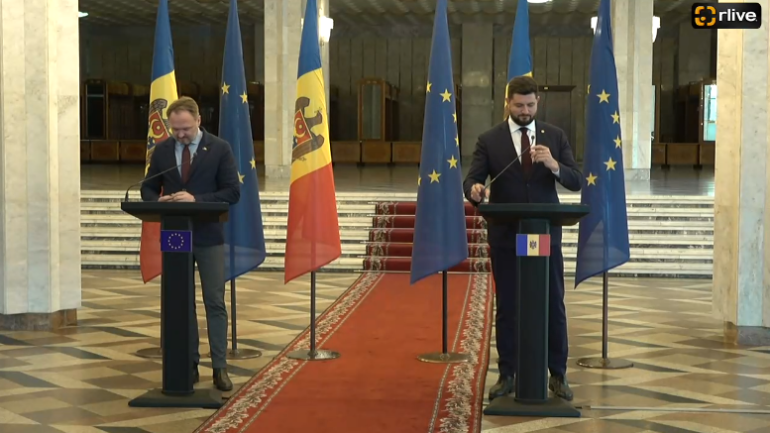 Conferință de presă susținută de ministrul Energiei al Republicii Moldova, Dorin Junghietu, și Comisarul European pentru Energie și Locuințe, Dan Jørgensen