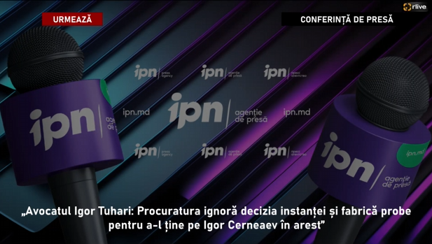 Conferință de presă cu genericul: „Avocatul Igor Tuhari: Procuratura ignoră decizia instanței și fabrică probe pentru a-l ține pe Igor Cerneaev în arest”