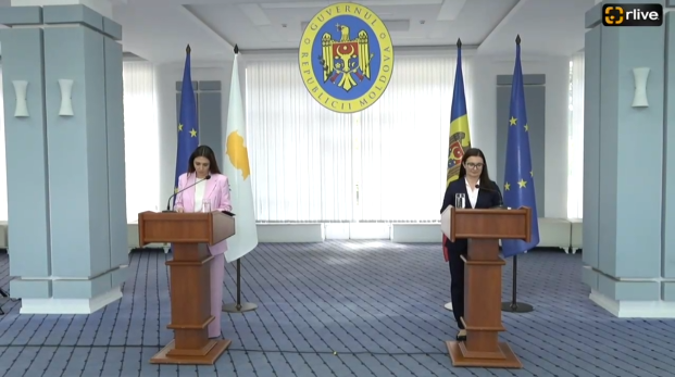 Briefing de presă susținut de viceprim-ministra pentru Integrare Europeană a Republicii Moldova, Cristina Gherasimov, și viceministra pentru Afaceri Europene a Republicii Cipru, Marilena Raouna