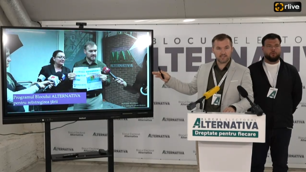 Conferință de presă organizată de Blocul electoral ALTERNATIVA în care oferă detalii despre protestul organizat de guvernare la sediul MAN