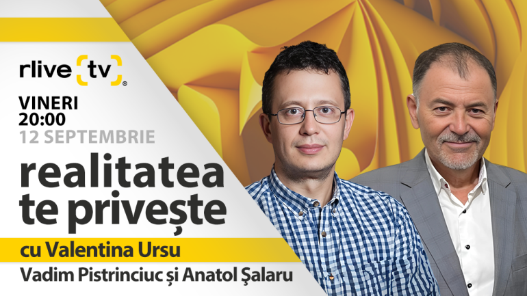 Vadim Pistrinciuc, director executiv IPIS, fost deputat și Anatol Şalaru, fost ministru al Apărării, invitați la „Realitatea te privește”, ediția din 12 septembrie
