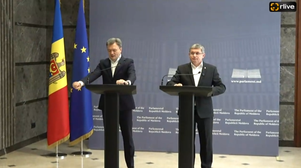 Conferință de presă susținută de președintele Parlamentului, Igor Grosu, și prim-ministrul Dorin Recean