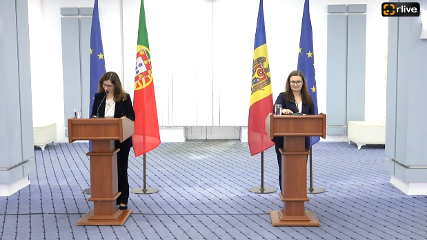 Conferința de presă susținută de viceprim-ministra pentru Integrare Europeană, Cristina Gherasimov, și secretara de Stat pentru Afaceri Europene a Portugaliei, Ines Domingos